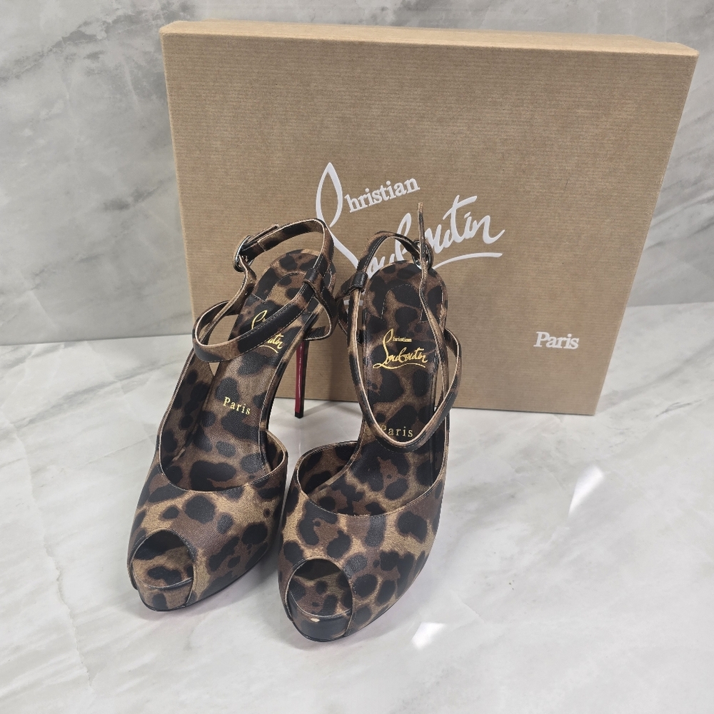Christian Louboutin Leopard Print JenLove Heels - Picture 2 of 12